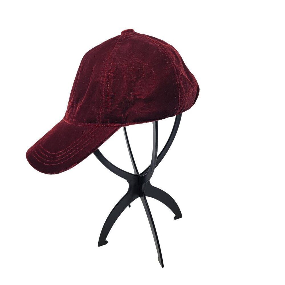 GAP Velvet Baseball Cap‎ Red Delicious S/M Adjustable 58cm Burgundy Maroon Glam - Picture 5 of 8